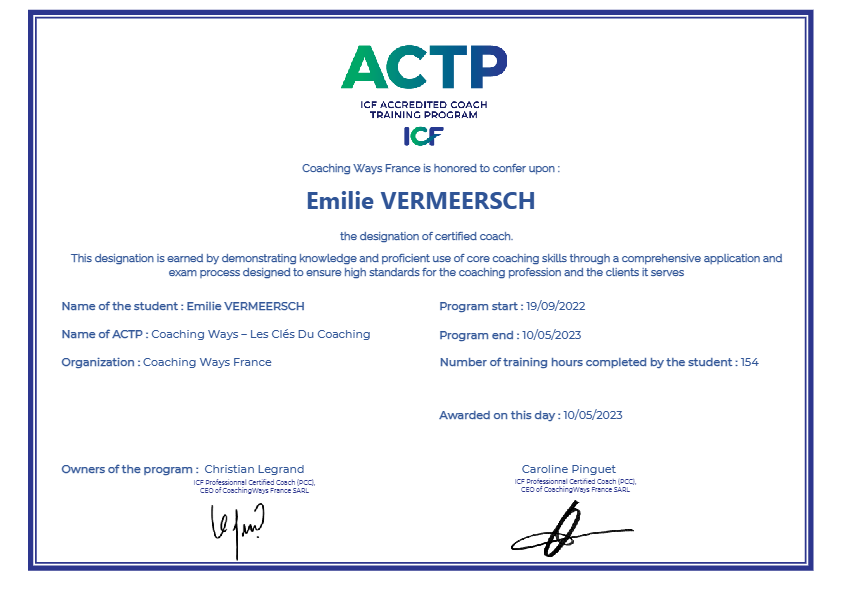 photo diplome EMILIE VERMEERSCH DHALLUIN