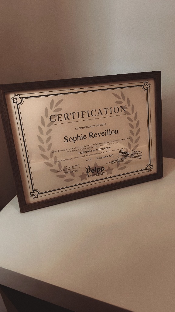 photo diplome Sophie Sexotherapeute