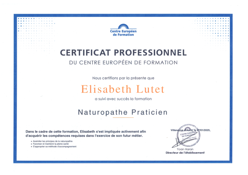 photo diplome Elisabeth Lutet