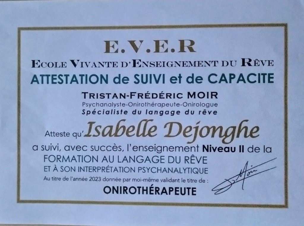 photo diplome Isabelle DEJONGHE