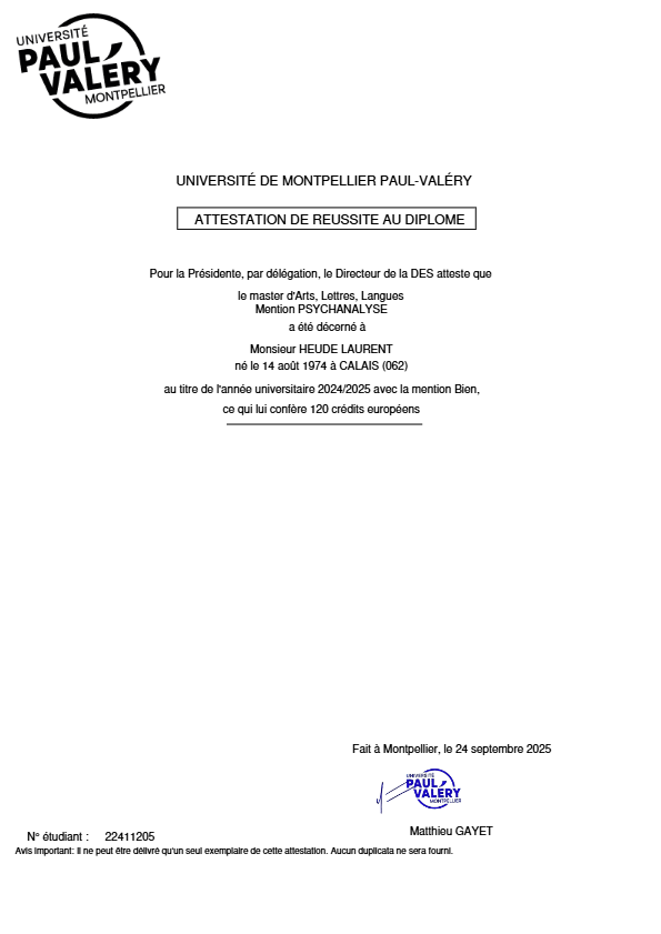 photo diplome Laurent Heude