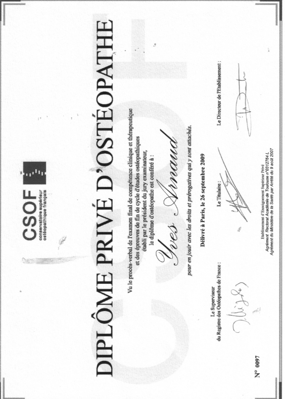 photo diplome Yves ARNAUD