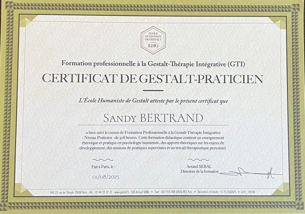 photo diplome CABINET SANDY BERTRAND