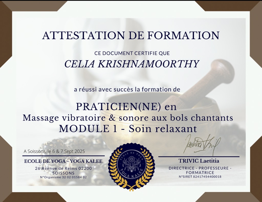 photo diplome Harmonie Intérieure 