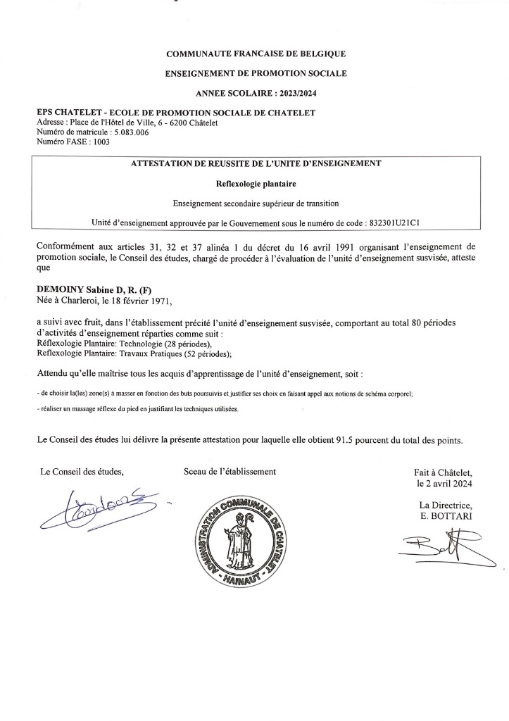 photo diplome Sabine Demoiny