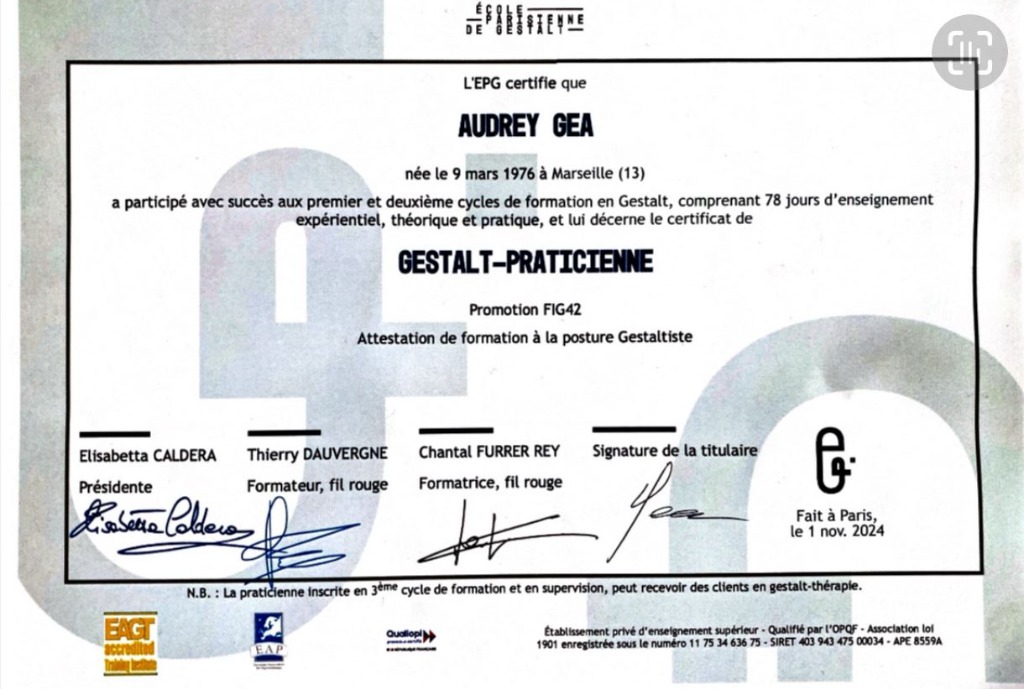 photo diplome Audrey Gea