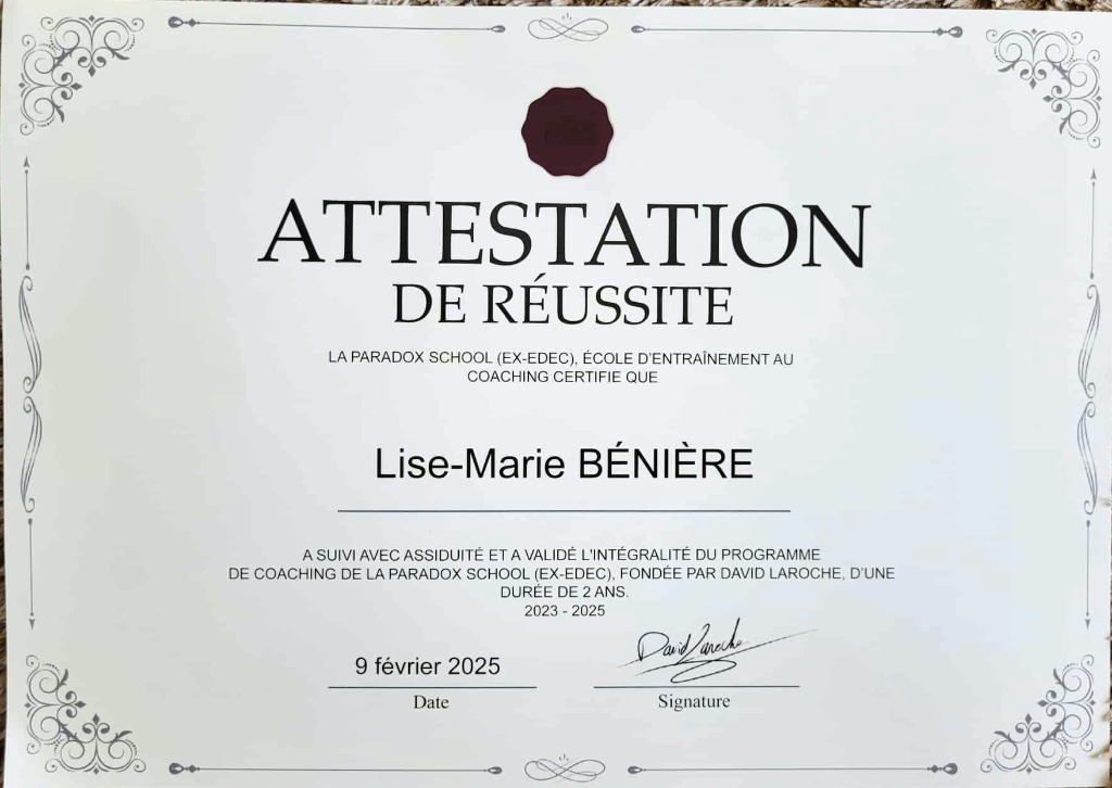 photo diplome Lise-Marie Bénière LB ENERGIES CREATIVES