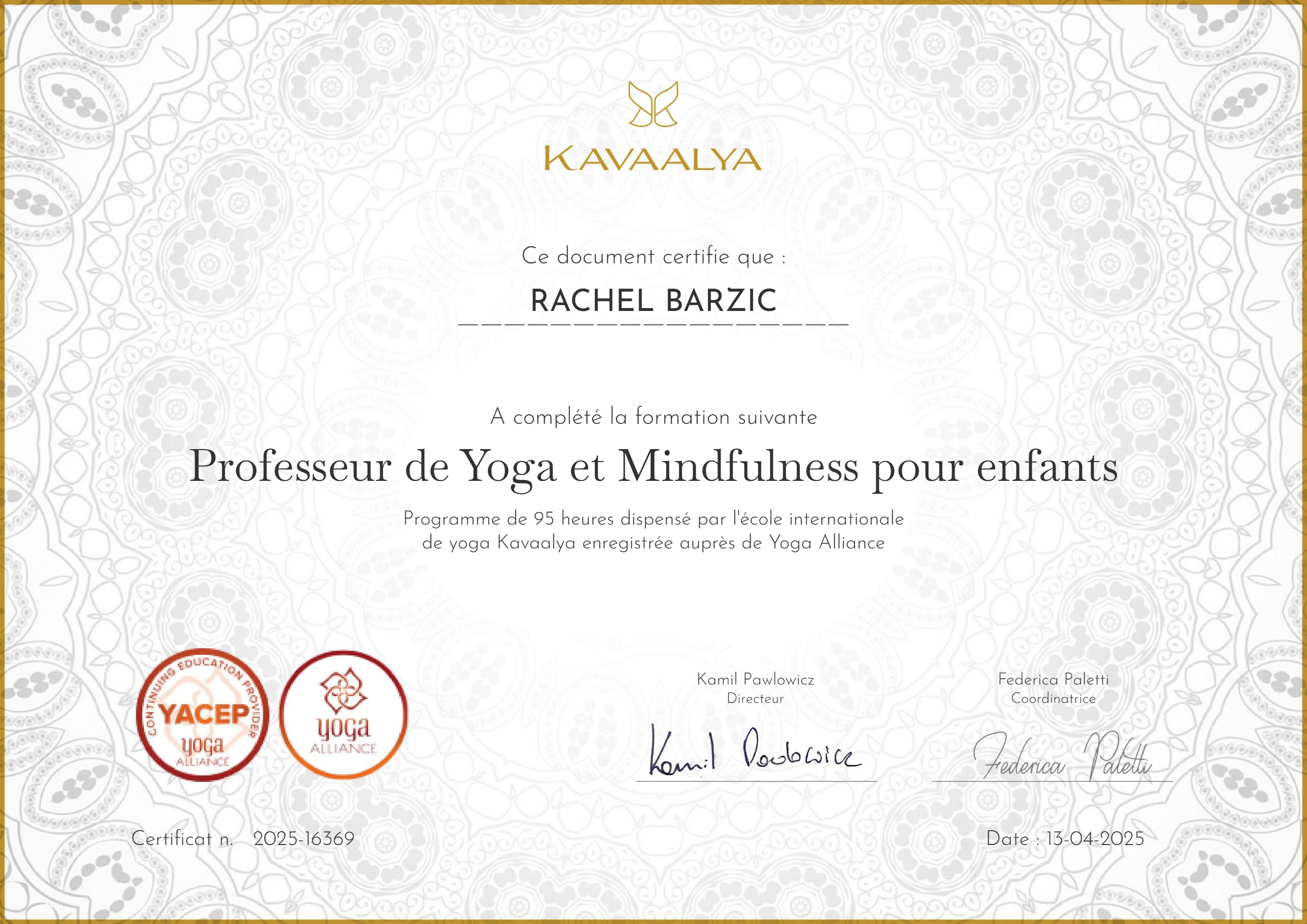 photo diplome Rachel Barzic