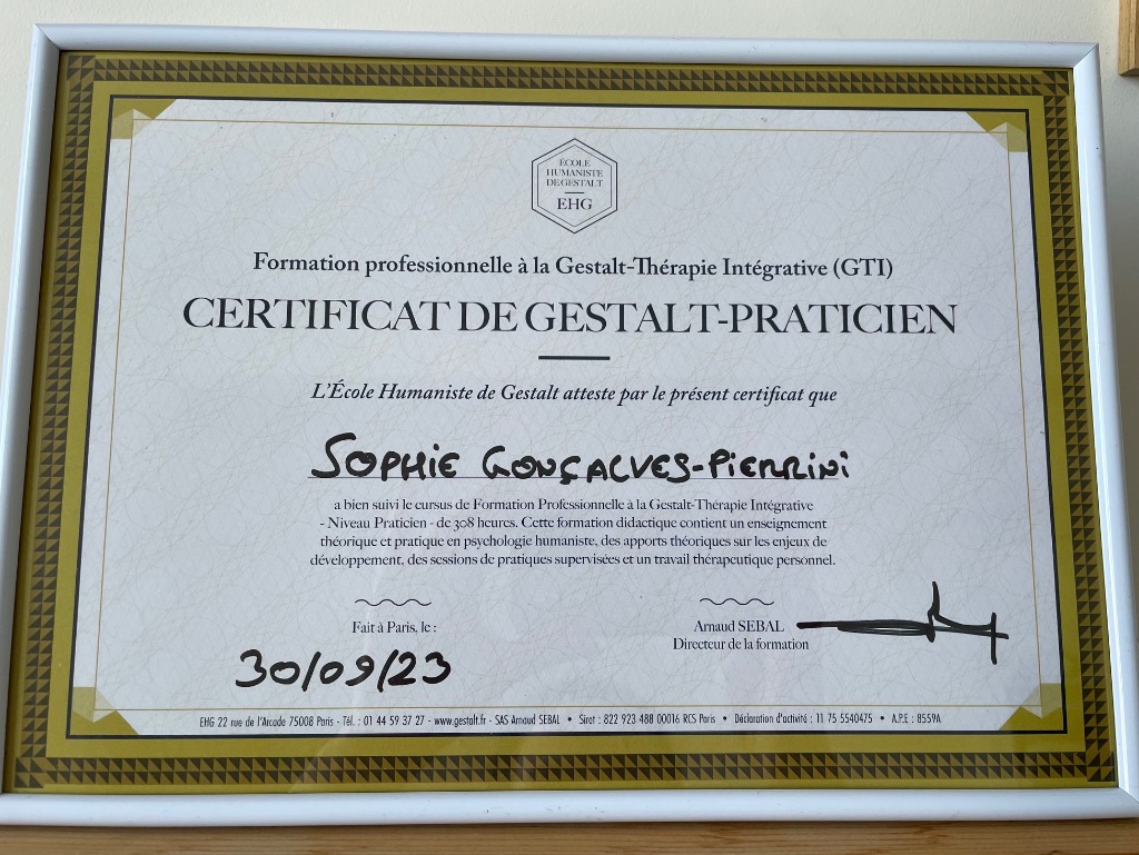 photo diplome Sophie Gonçalves-Pierrini