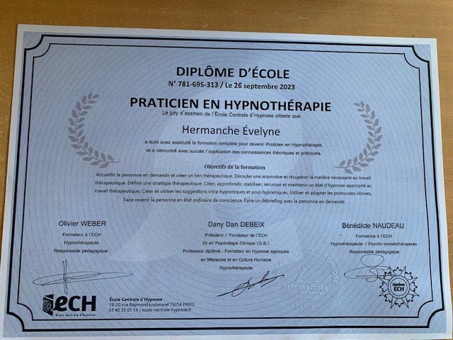 photo diplome Eve Hypno