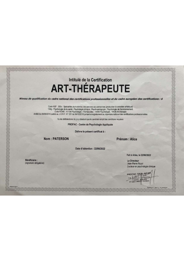 photo diplome Alice Paterson