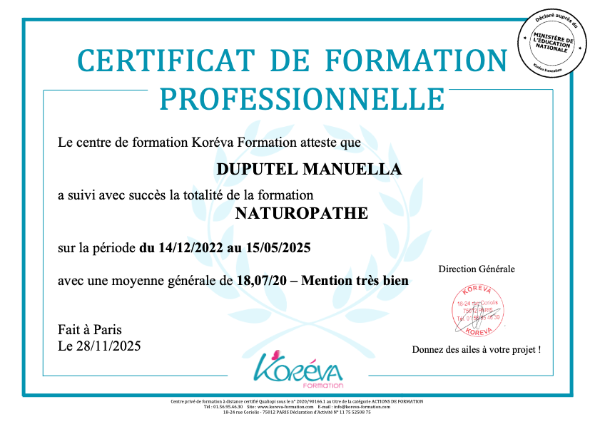 photo diplome MD Naturopathe