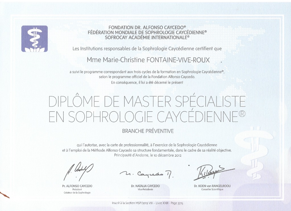 photo diplome Marie-Christine FONTAINE