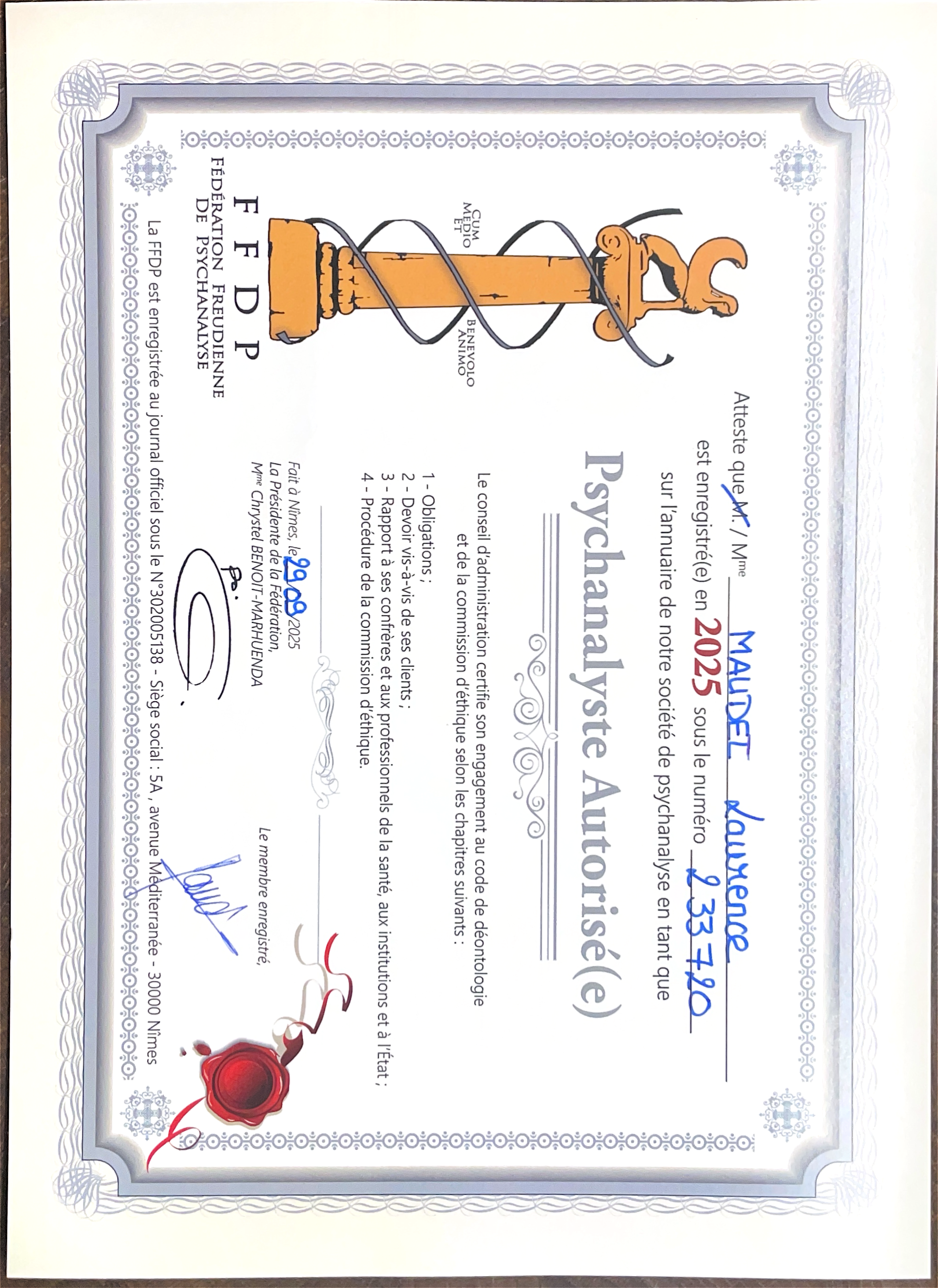 photo diplome Laurence Maudet