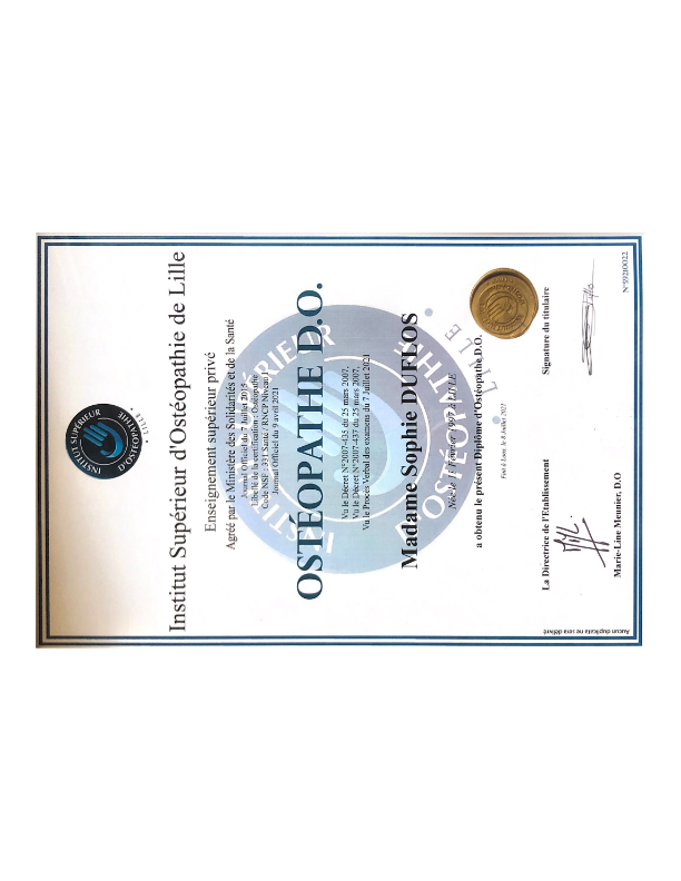 photo diplome Sophie Duflos