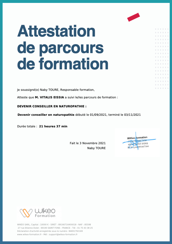 photo diplome Artémys Bien-être