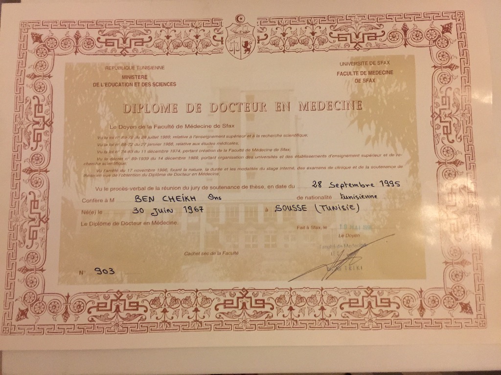 photo diplome Ons Ben Cheikh 