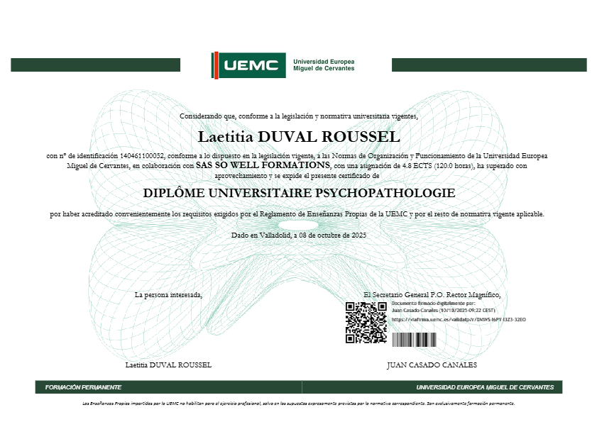 photo diplome Laëtitia DUVAL ROUSSEL