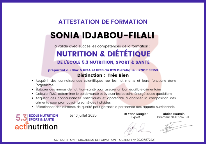 photo diplome Sonia Idjabou