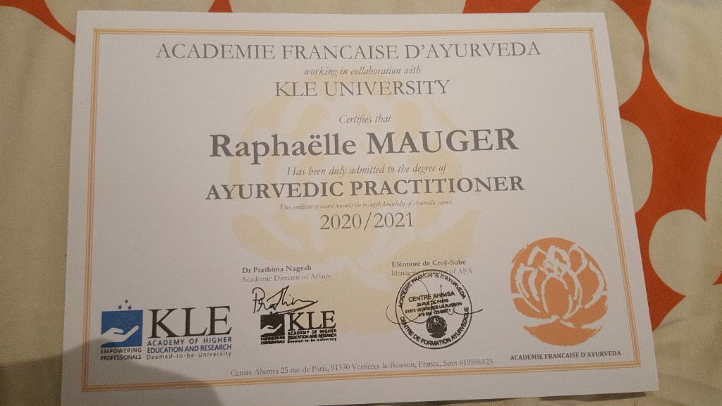 photo diplome Pippali | Mieux-être ayurvédique