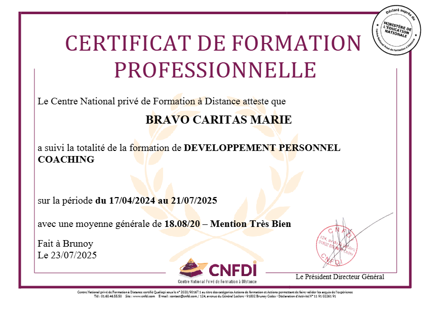 photo diplome Marie Caritas