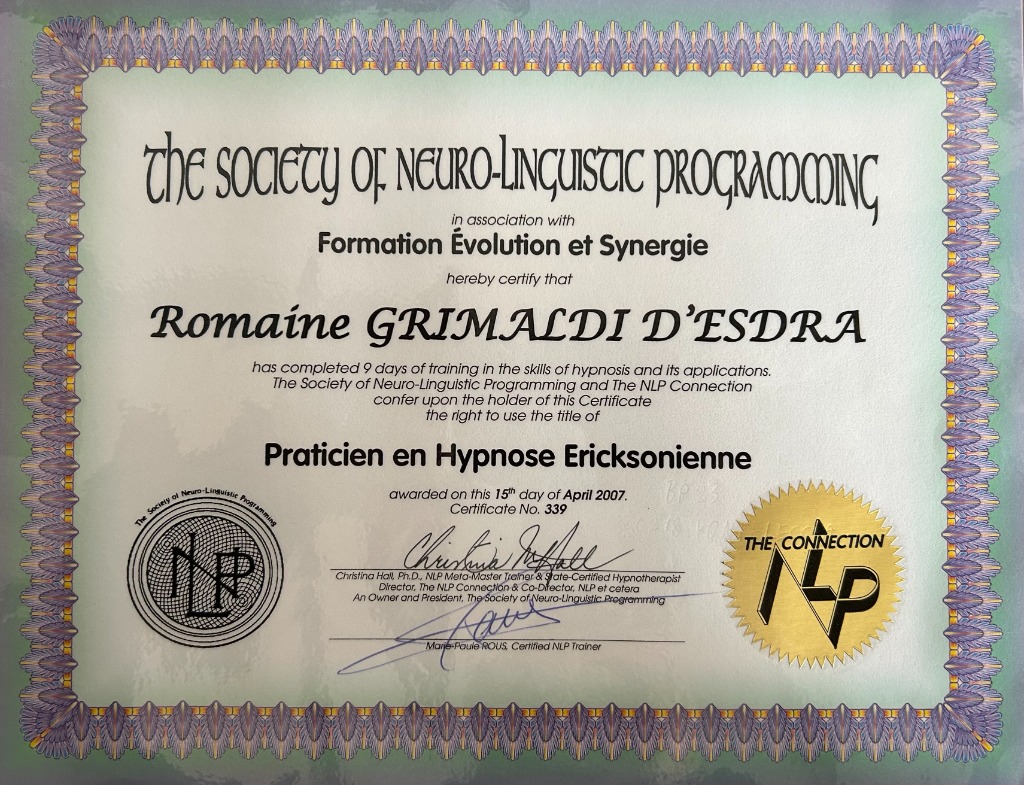 photo diplome Grimaldi D’Esdra Romaine