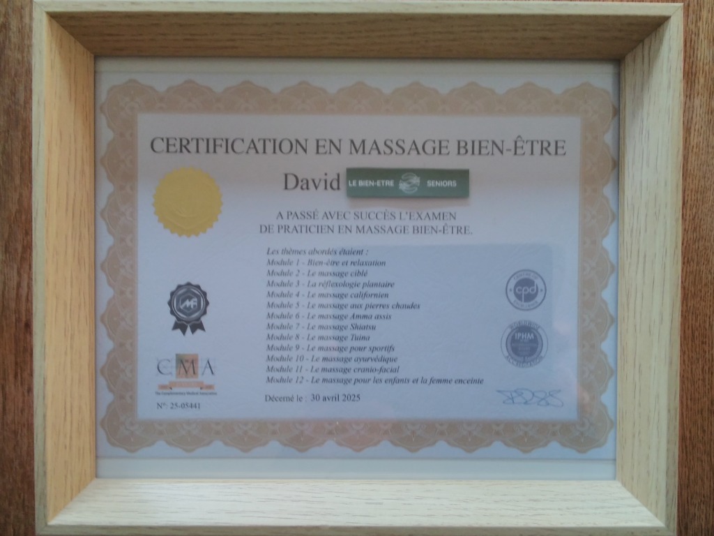 photo diplome Le bien-être seniors 