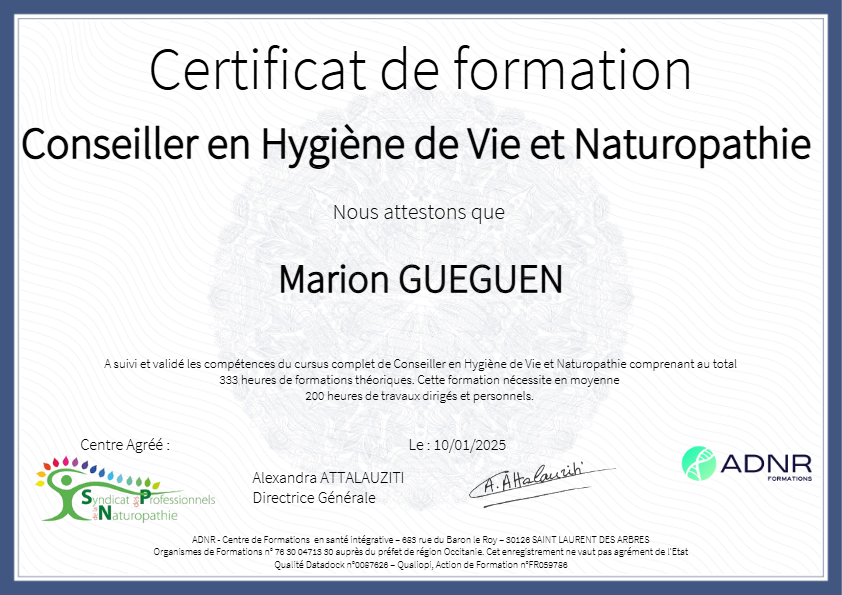 photo diplome Les Clés de Marion - Numérologue