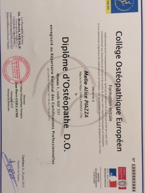 photo diplome Alice Piazza