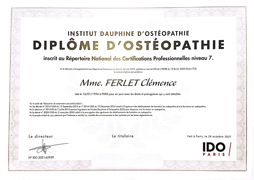 photo diplome Clemence Ferlet