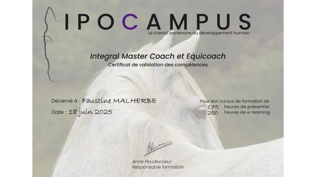 photo diplome Equirelia Faustine Malherbe