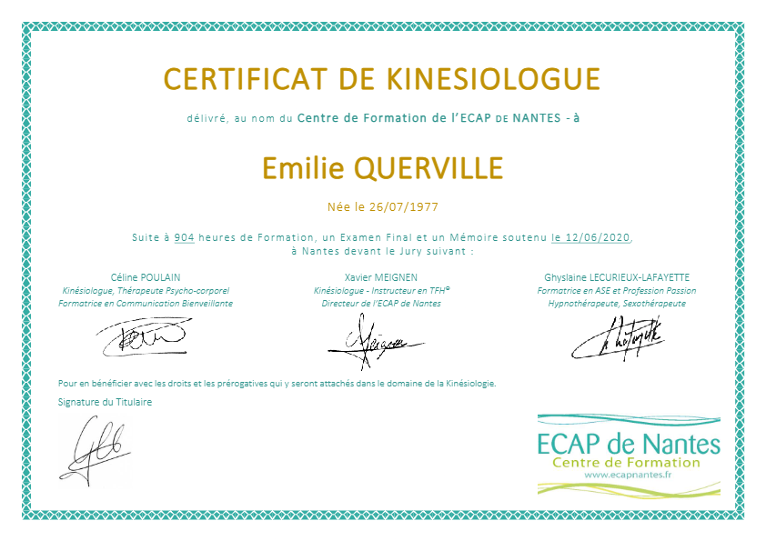 photo diplome Emilie Querville
