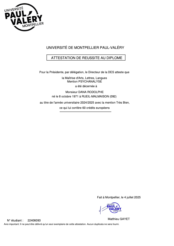 photo diplome RODOLPHE DANA