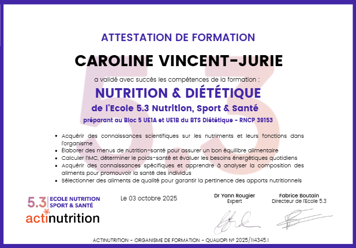 photo diplome Caroline VINCENT-JURIE