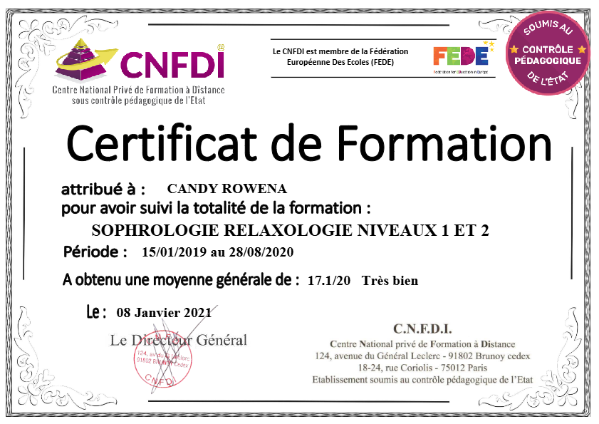 photo diplome Rowena CANDY SR