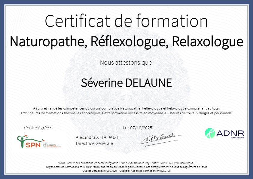 photo diplome Natur’O’Sereine