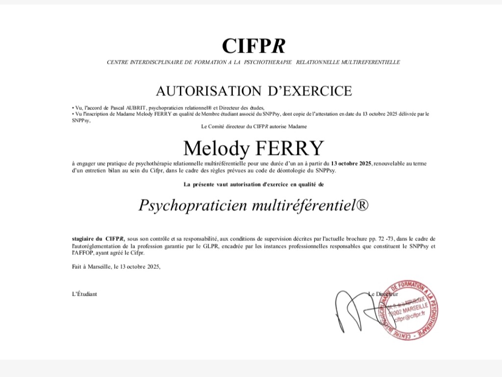 photo diplome Ferry Mélody 