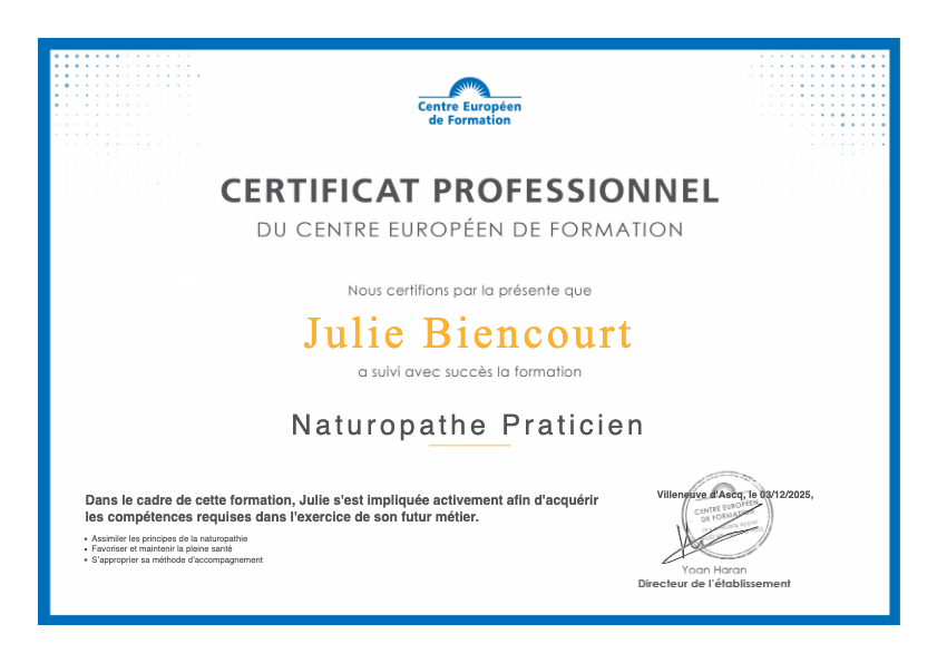 photo diplome Julie Biencourt