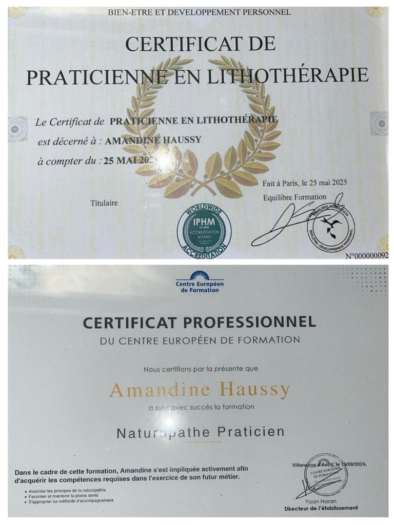 photo diplome Naturellement Zen 