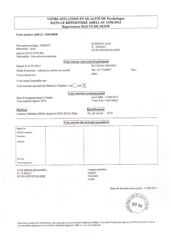 photo diplome Ariel SIMONY