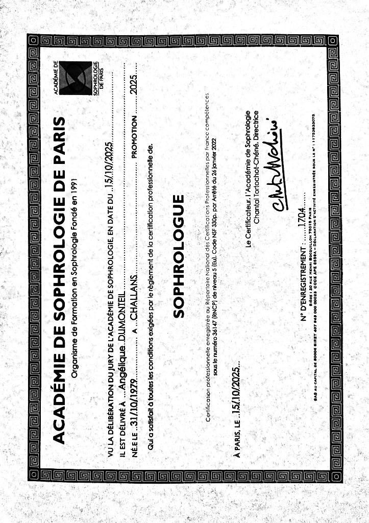 photo diplome Angélique Dumonteil Angé Ki Libre