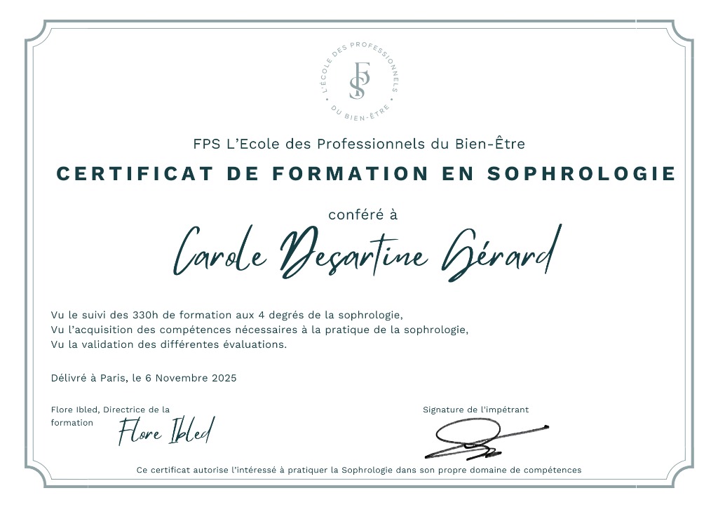 photo diplome La Pousse Zen