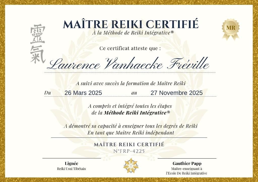 photo diplome La Maison du Reiki