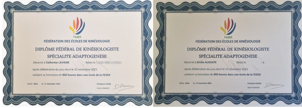 photo diplome Les Kinésiologues Toulousaines