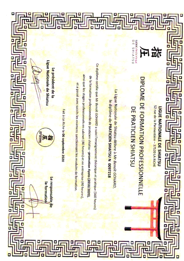 photo diplome Esprit Shiatsu