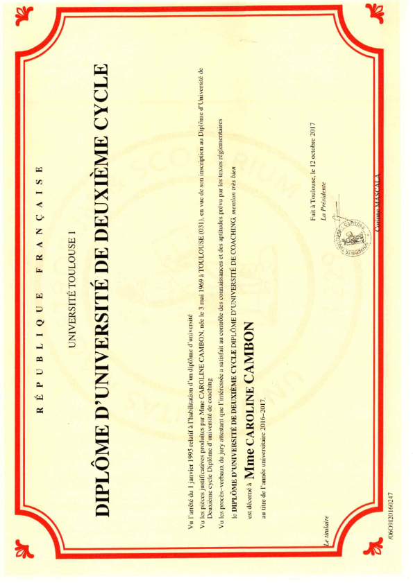 photo diplome Caroline Cambon
