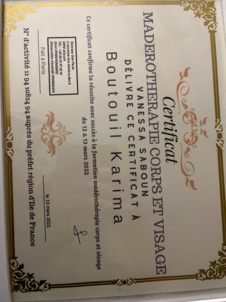 photo diplome Bo massage et bien être 
