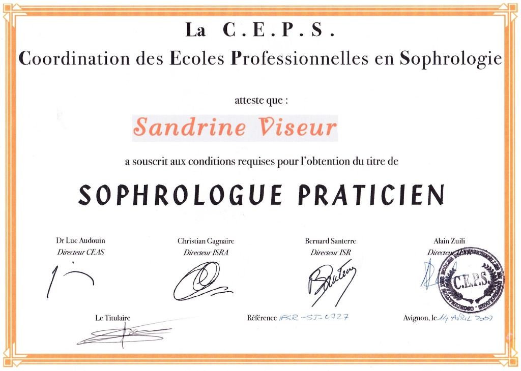photo diplome Sandrine Viseur