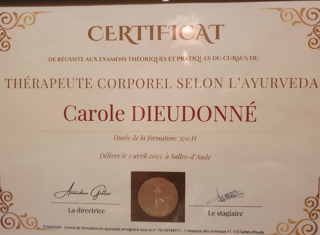 photo diplome OJAS AYURVEDA 66
