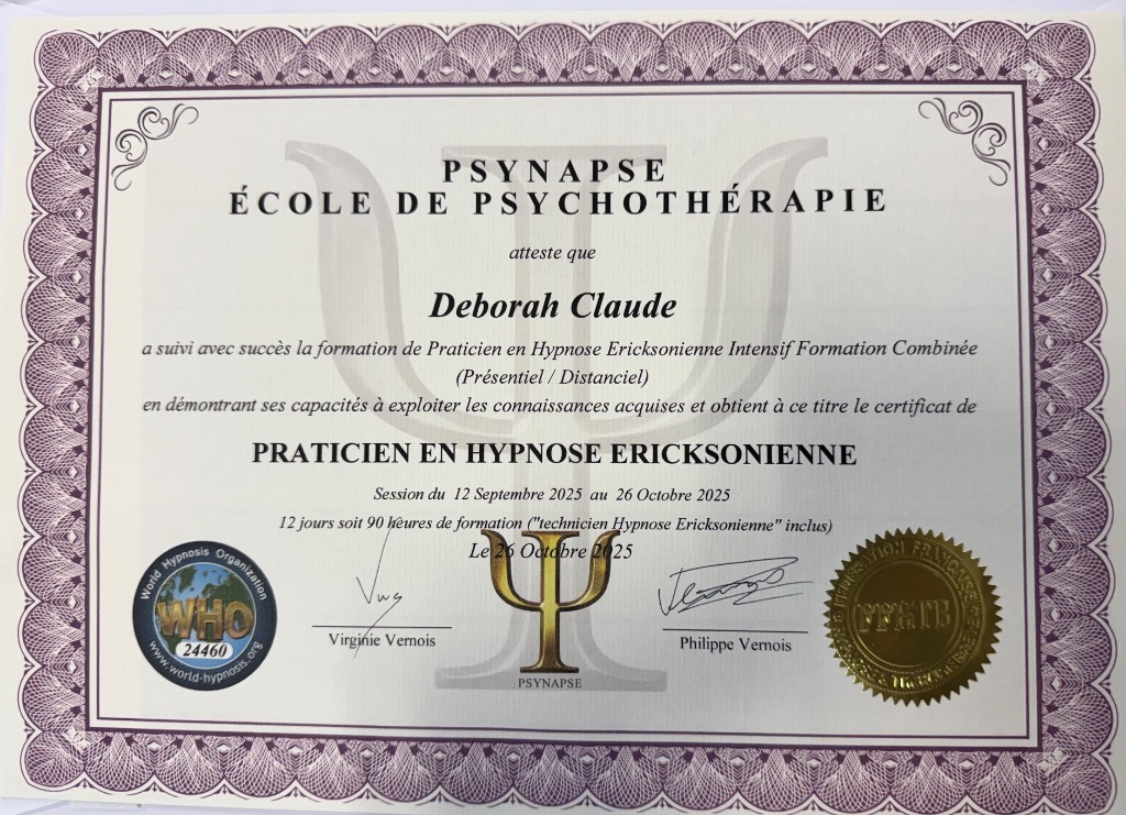 photo diplome L’Art du Lâcher Prise